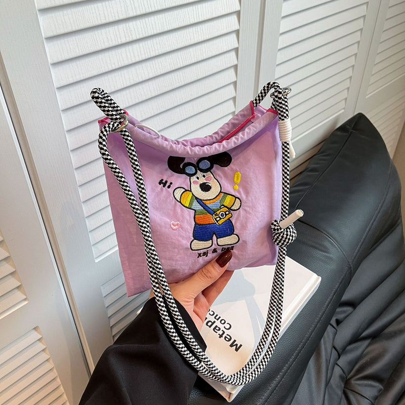 Nylon Drawstring Shoulder Bag for Commuting and Shopping