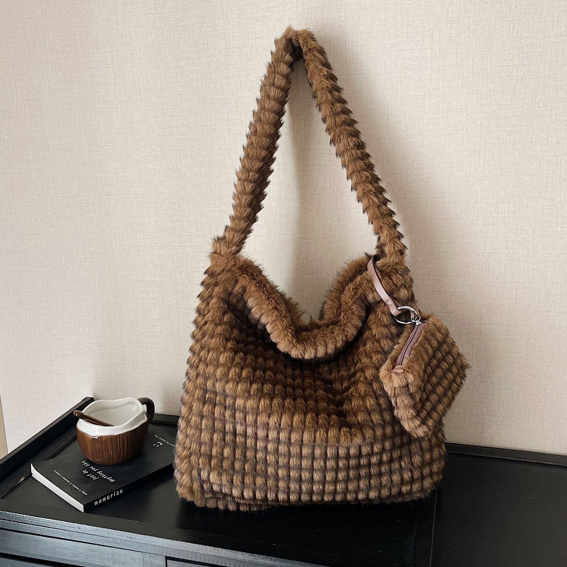 Cute Plush Puff Commuter Tote Bag