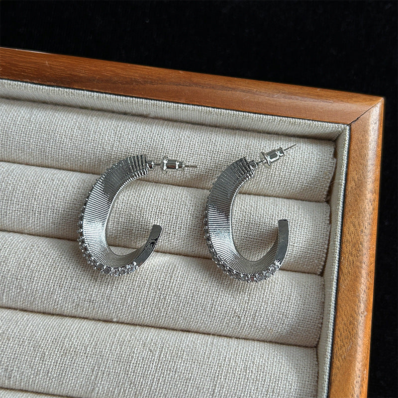 Simple Stud Earrings Women Diamond Texture Fashion Temperament Custom Jewelry
