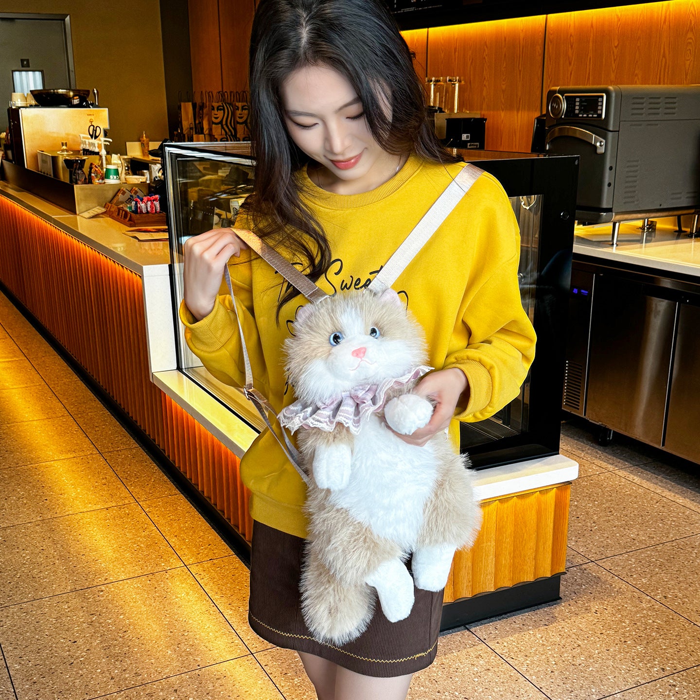 Muppet Cat Plush Doll Backpack Cute Fashion Versatile