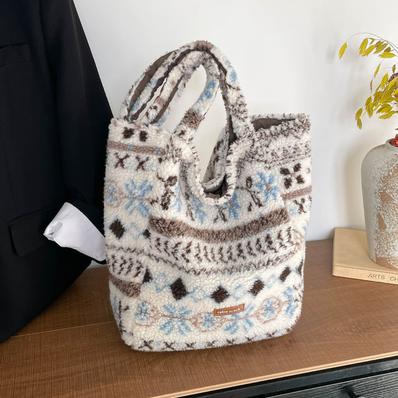 Chic Contrasting Color Shoulder Tote Bag