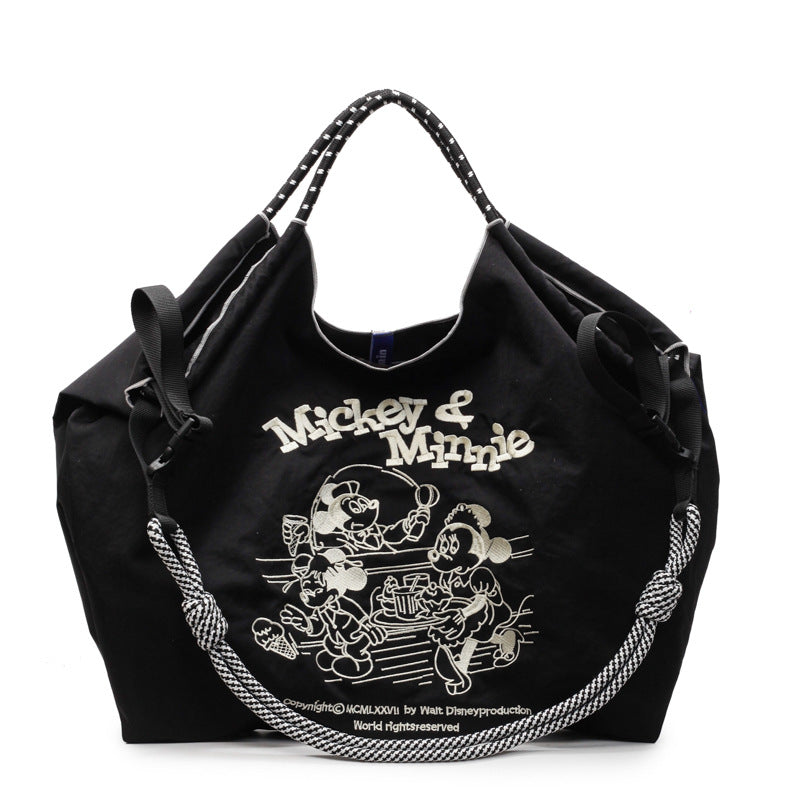 Nylon Tote Bag Large Capacity Embroidered Ball Chain Shoulder Bag