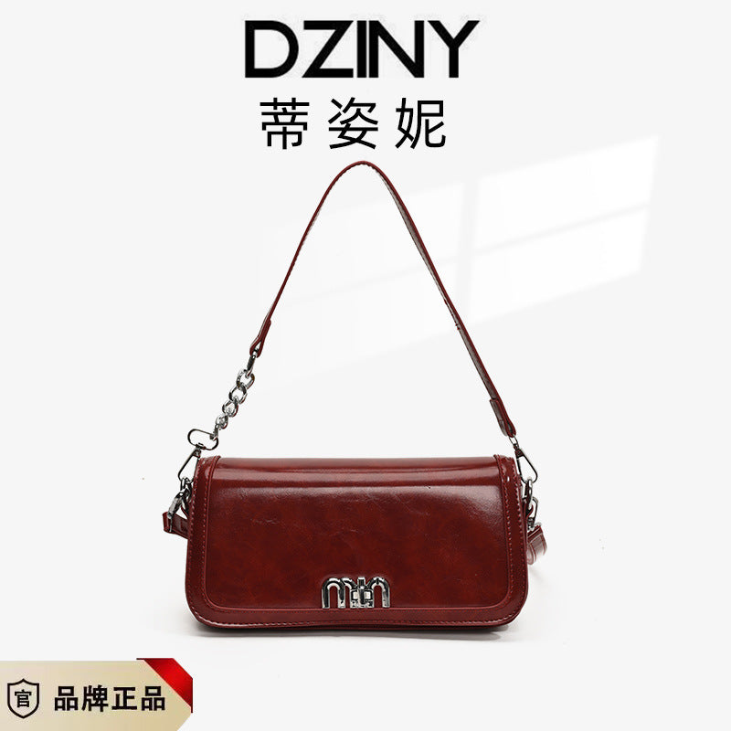 Tide Premium Oil Wax Leather Crossbody Shoulder Bag