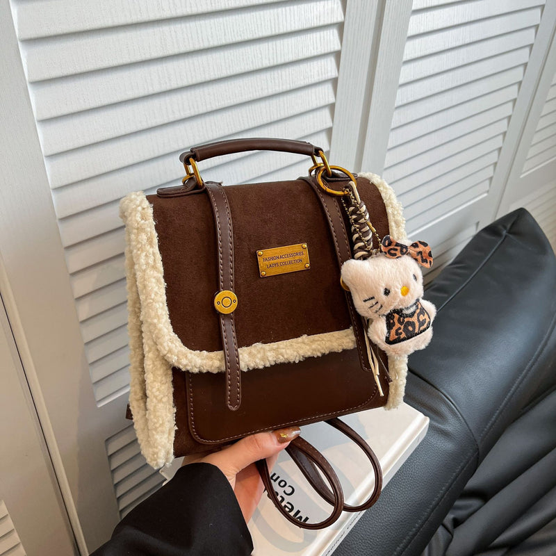 Trendy Casual Plush Backpack Large Capacity Schoolbag