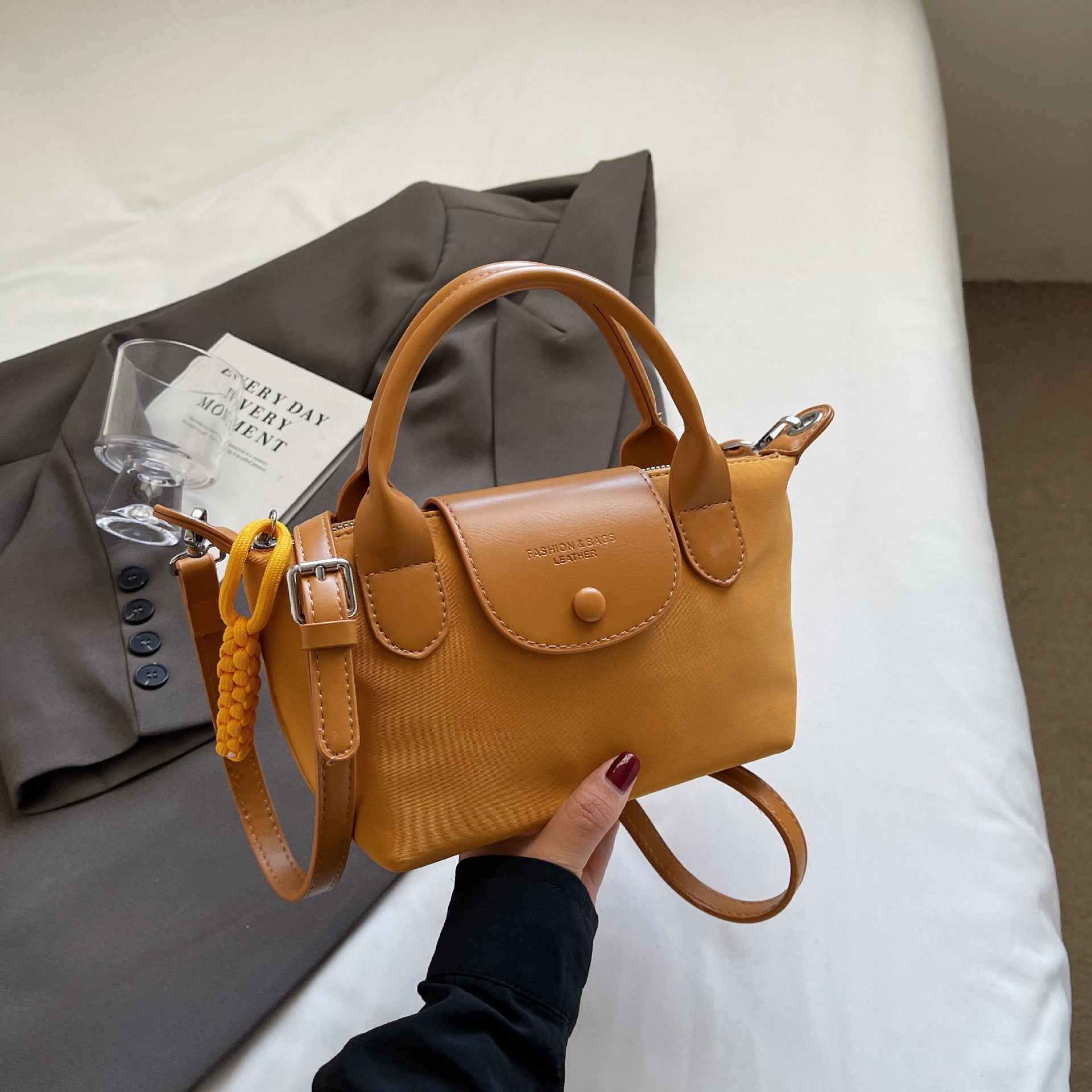 Oxford Cloth Dumpling Shoulder Bag Colorblock Handbag