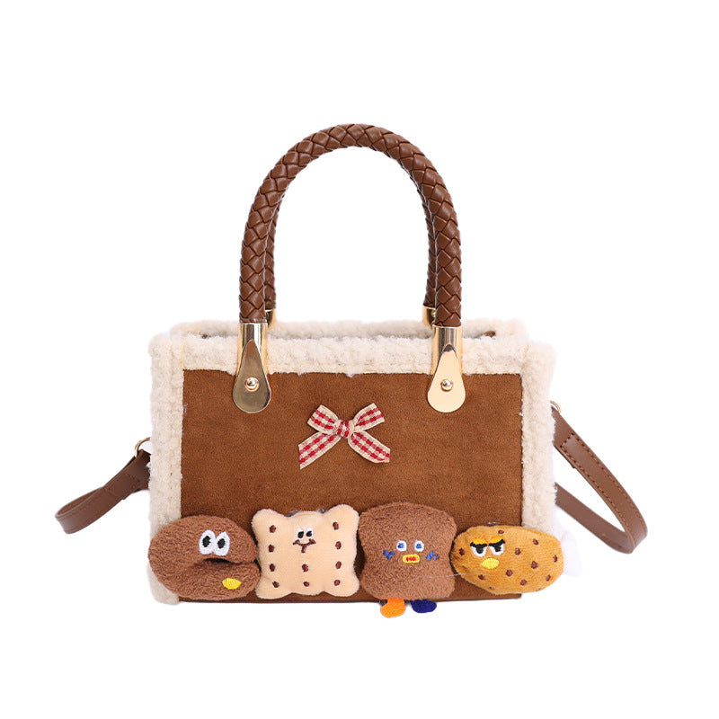 Cute Retro Plaid Cartoon Shoulder Bag