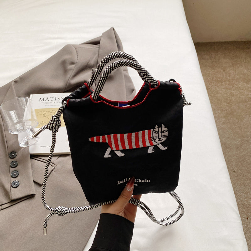 Cartoon Embroidery Ball Chain Shoulder Bag Women's Lightweight Nylon