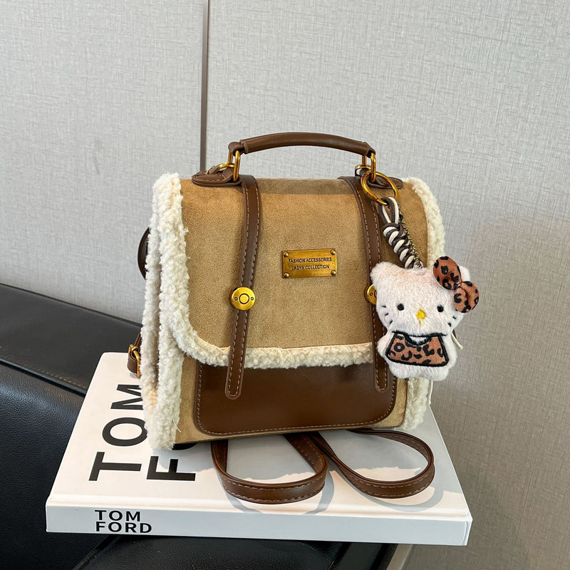 Trendy Casual Plush Backpack Large Capacity Schoolbag