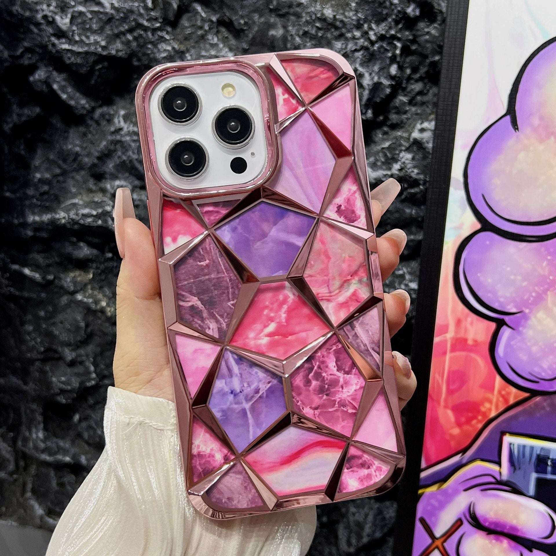 Electroplated Marble Diamond Case for iPhone 16 17 Pro Max