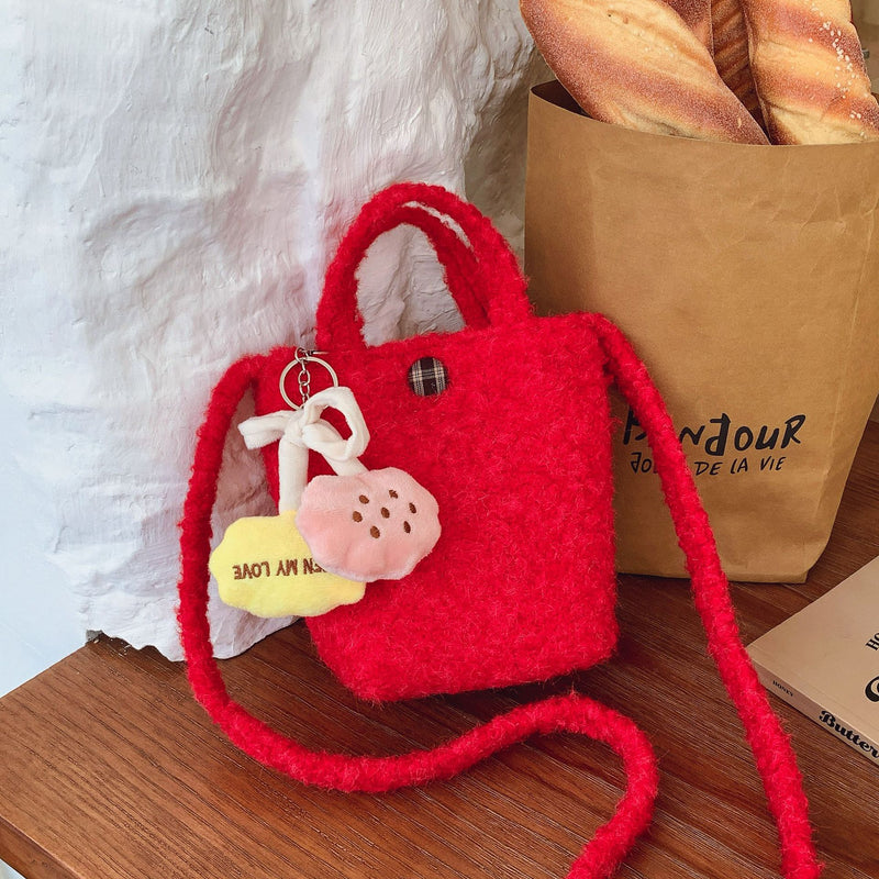 Fashionable Plush Bucket Bag for Commuting and Going Out