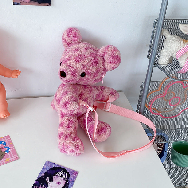 Large Capacity Plush Bear Backpack Trendy Shoulder Bag