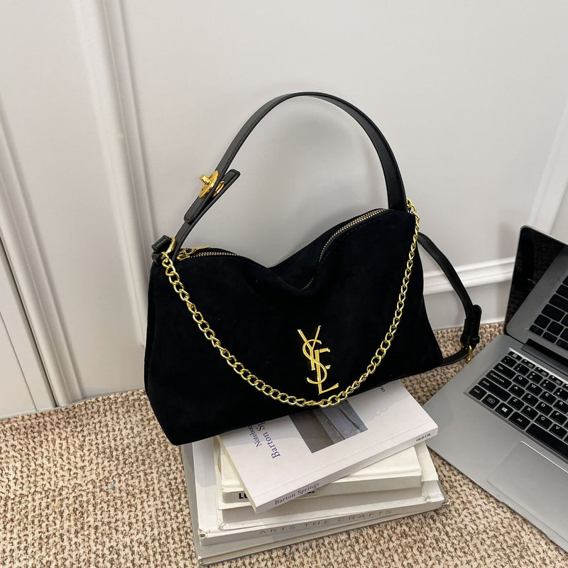 Leopard Print Suede Shoulder Bag Large Capacity Handbag