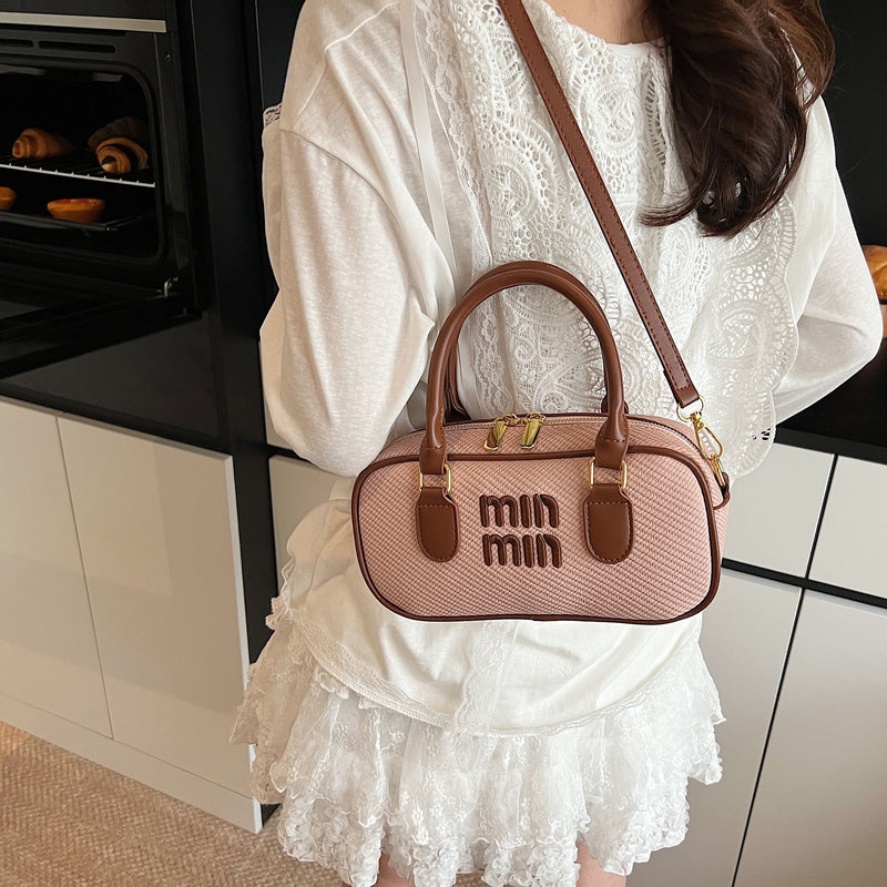 Embroidery Miu Small Square Bowling Shoulder Bag