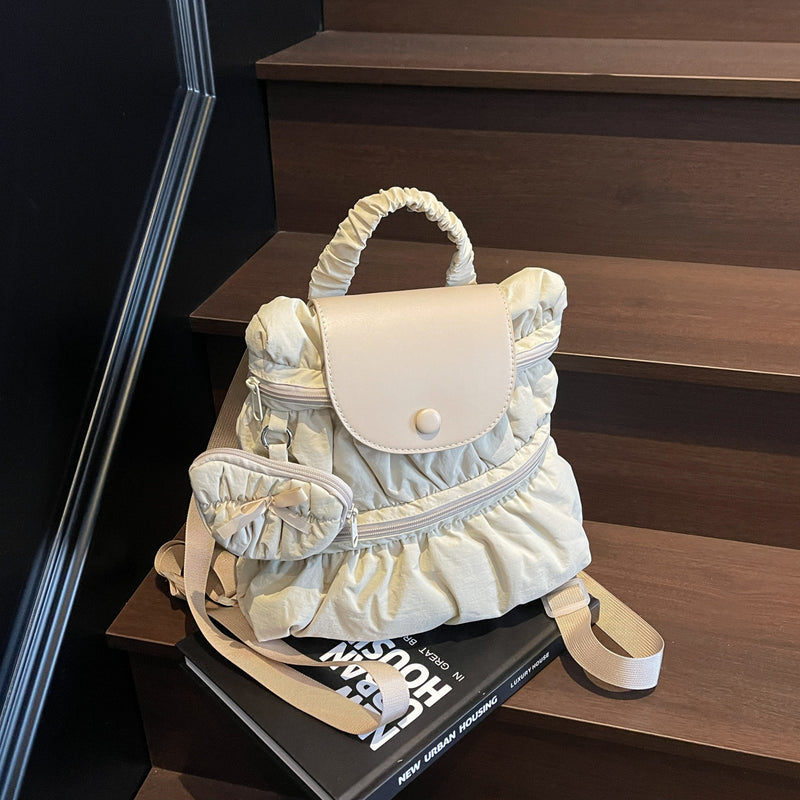 College Dragon Backpack Women Trendy Pleated Nylon Bag