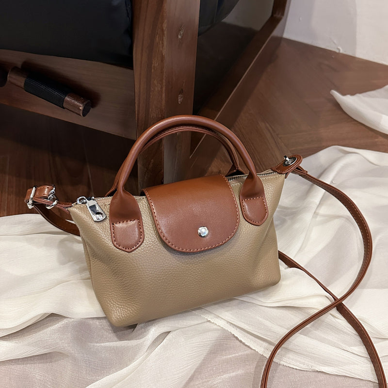 Genuine Leather Cowhide Dumpling Shoulder Handbag
