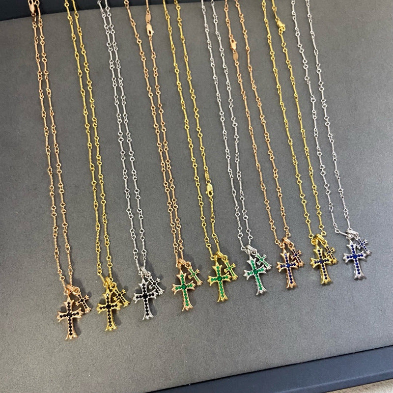Men's 22K Gold Hip Hop Cross Necklace - Trendy Pendant