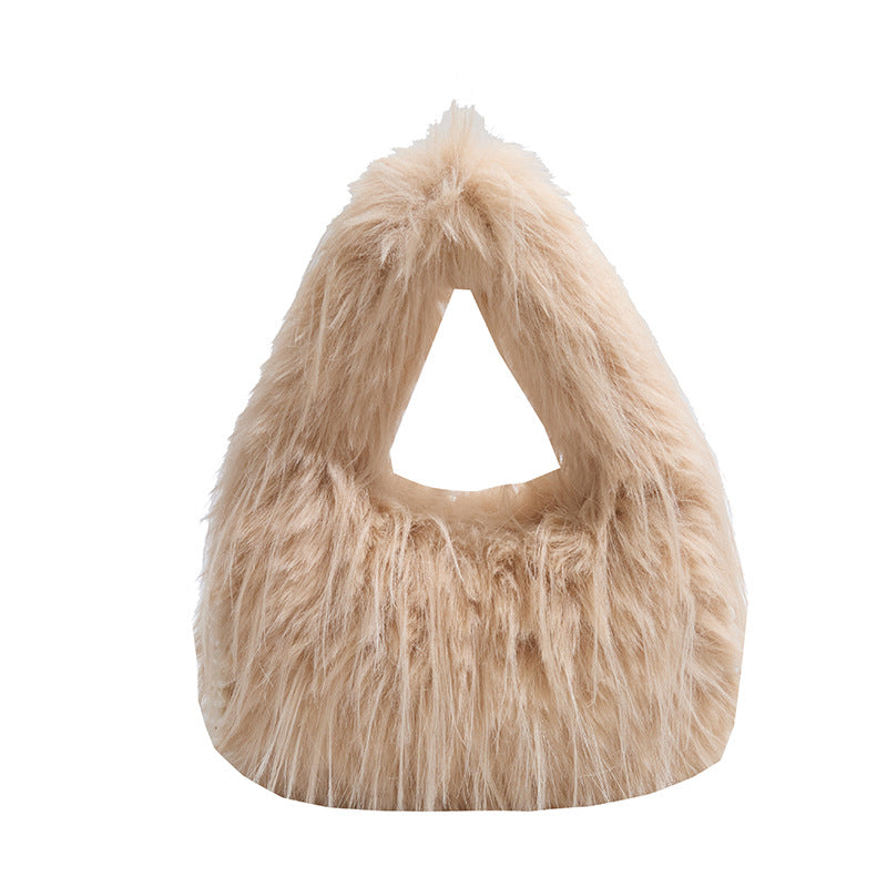 Sweet Fresh Pearl Chain Plush Messenger Bag
