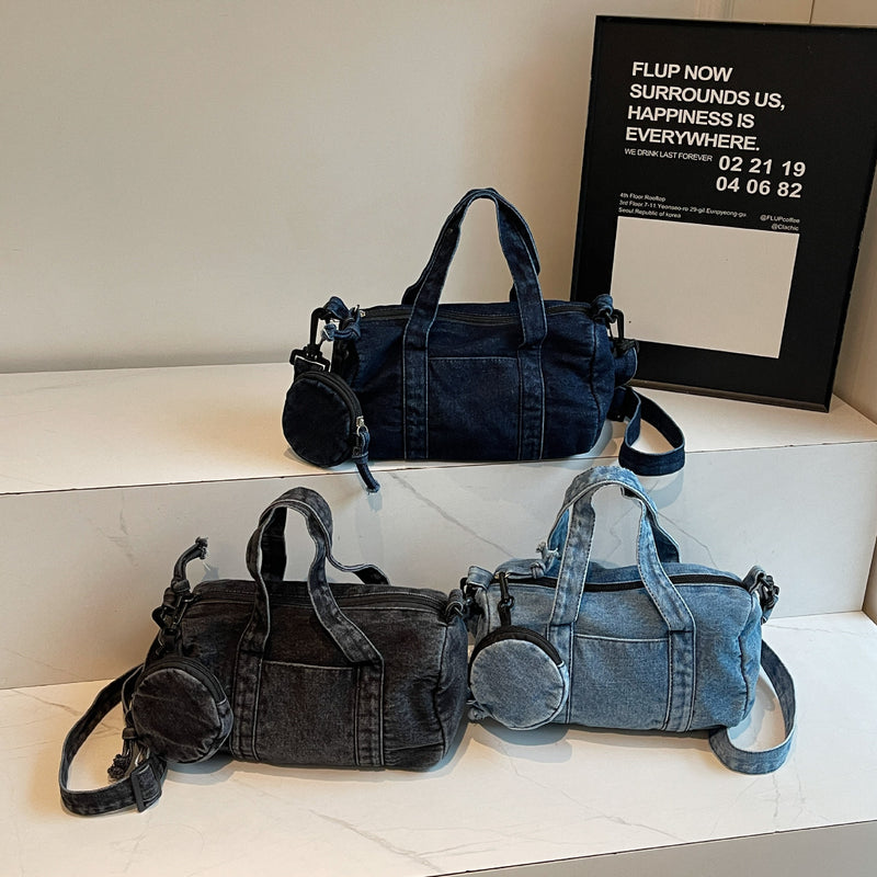 Retro Denim Messenger Bag for Women - Large Capacity Casual Shoulder Bag