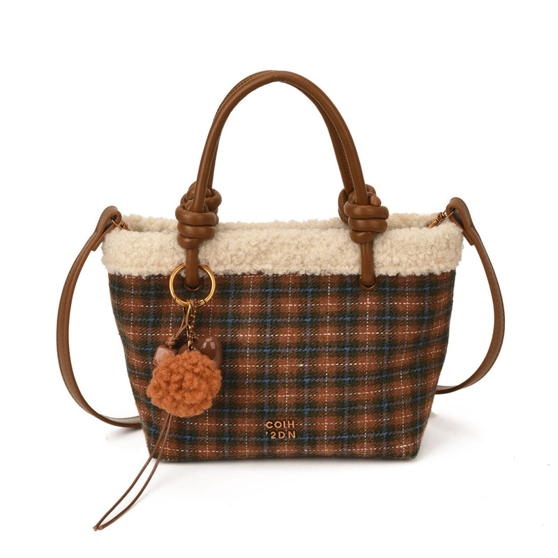 British Plaid Bucket Bag Women's Shoulder Bag Sweet Handbag