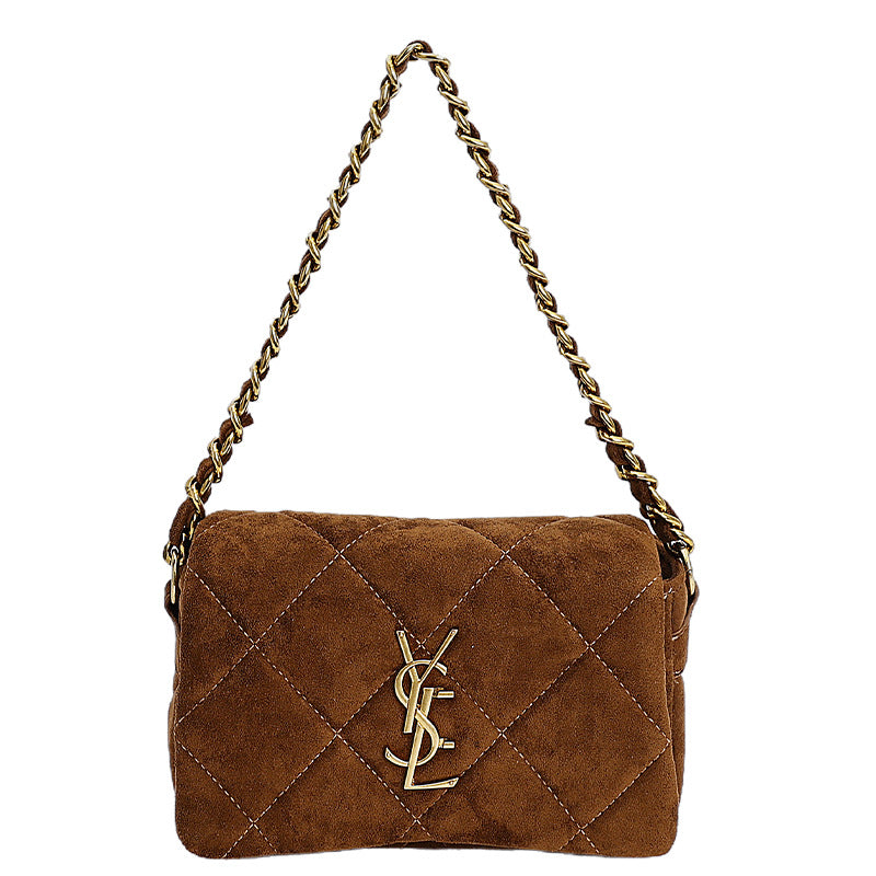 Matte Poplar Forest Rhombus Embroidery Women's Shoulder Bag