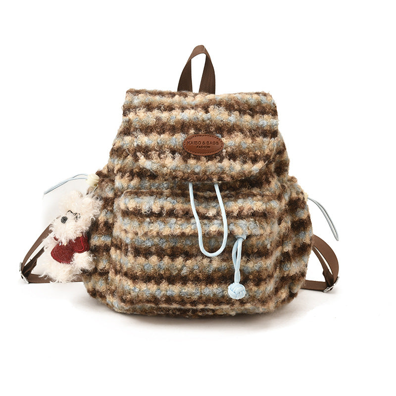Retro Striped Large Capacity Commuter Backpack