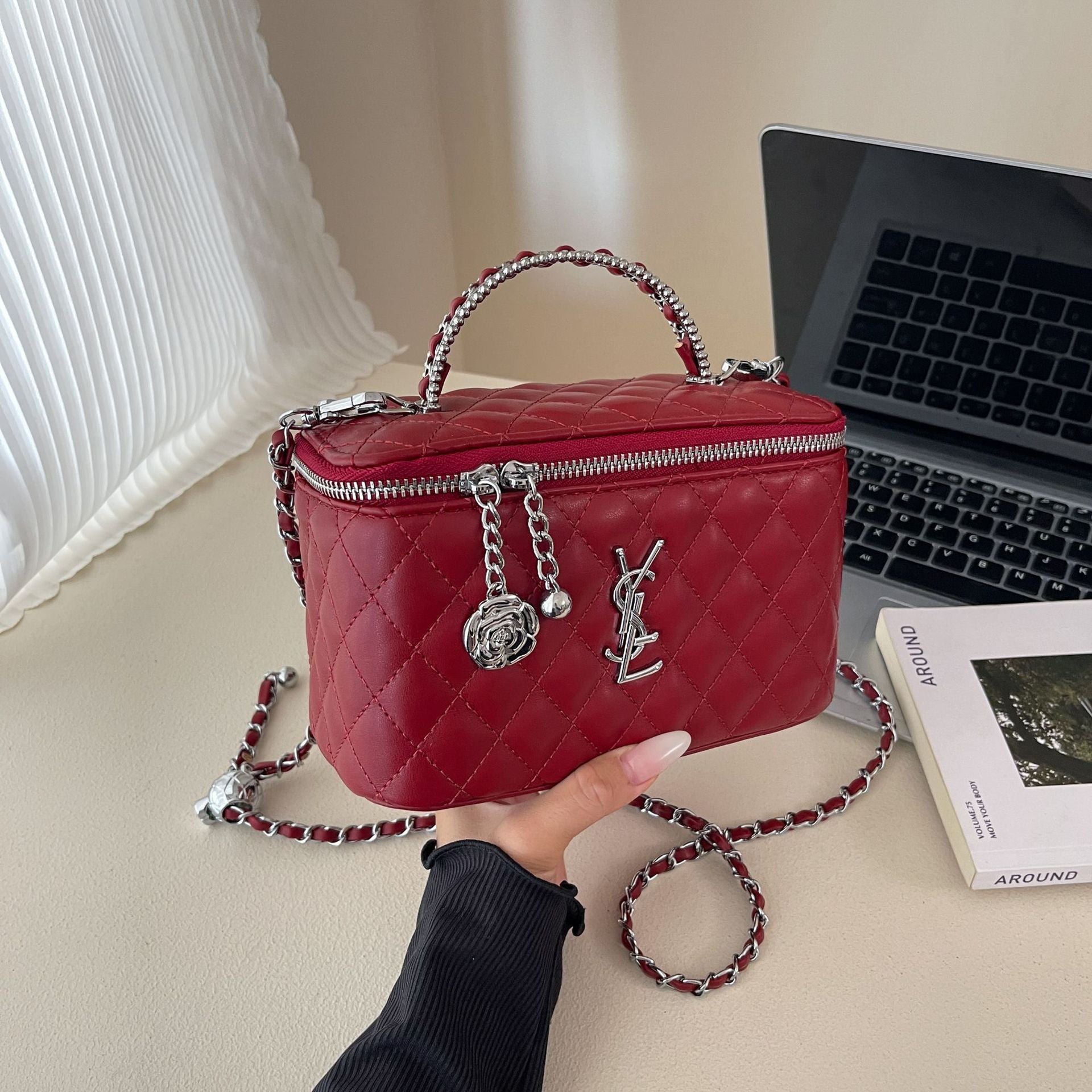 Luxury Poplar Wood Small Square Shoulder Messenger Bag
