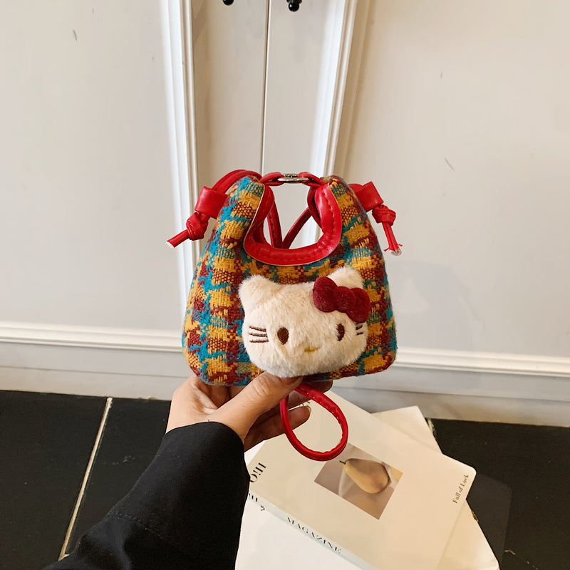 Woolen Cat Mini Handbag Cute Satchel Shoulder Bag