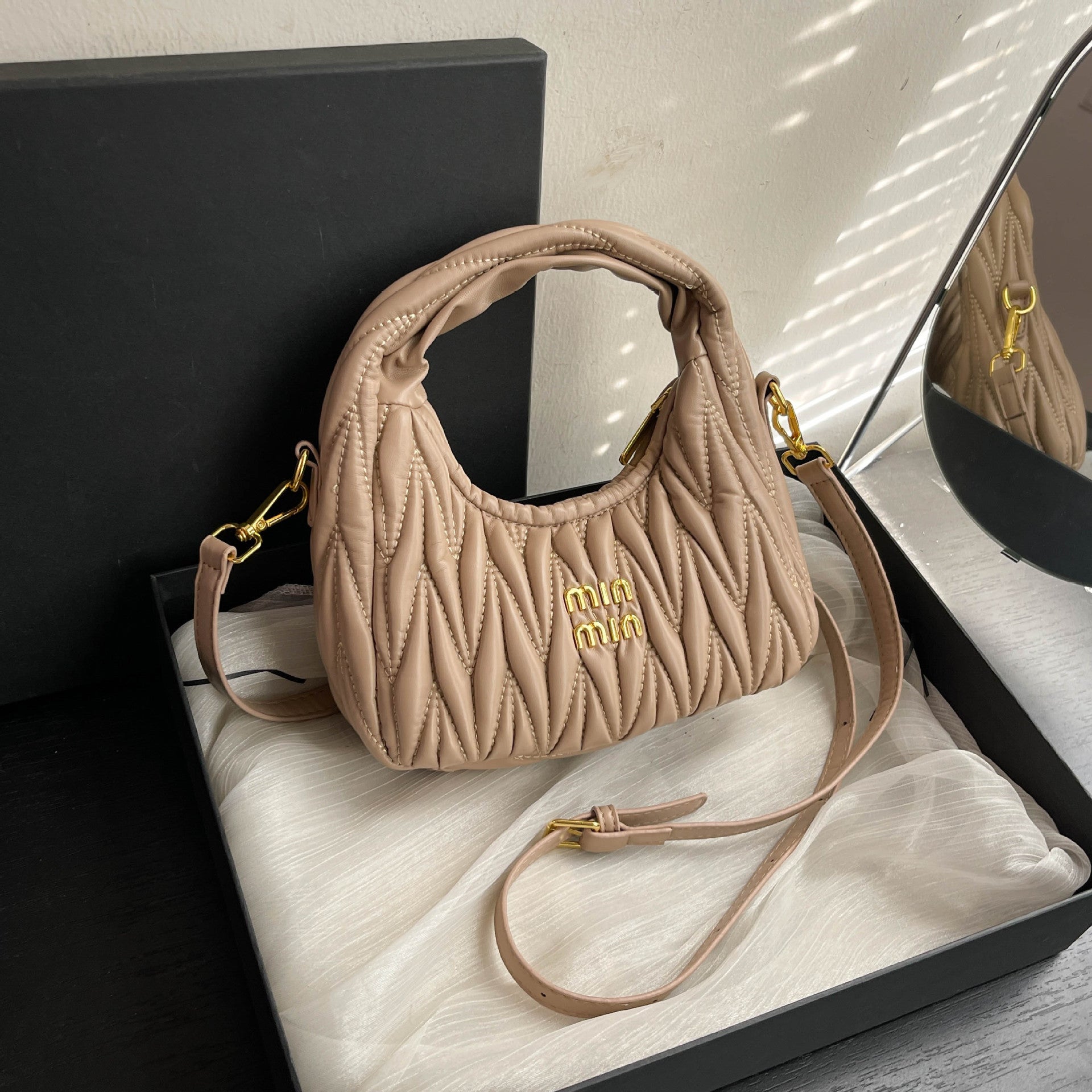 Light Luxury Embroidered Crescent Shoulder Bag for Women