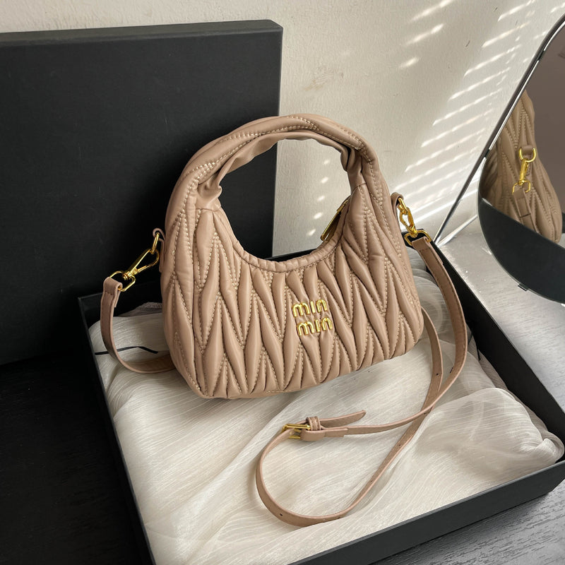 Light Luxury Embroidered Crescent Shoulder Bag for Women