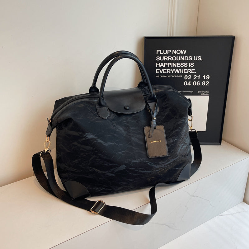 Smudged Pleated Large Oxford Messenger Shoulder Bag