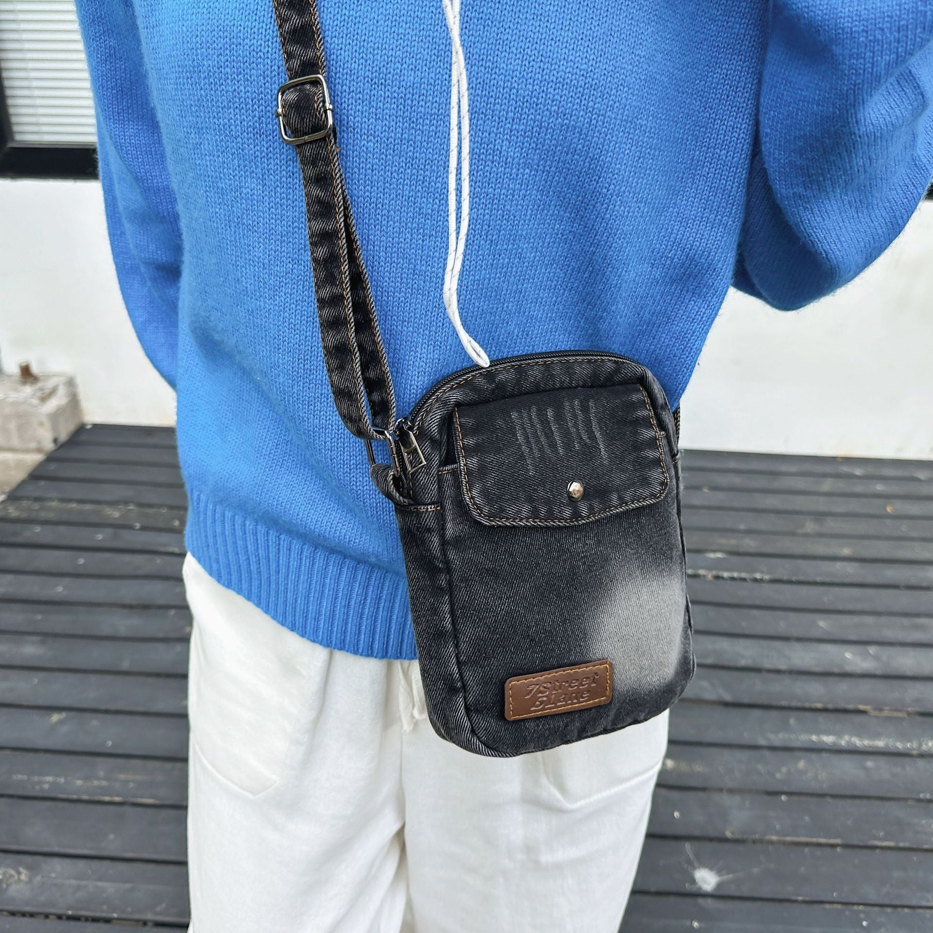 Simple Denim Square Shoulder Bag for College Students