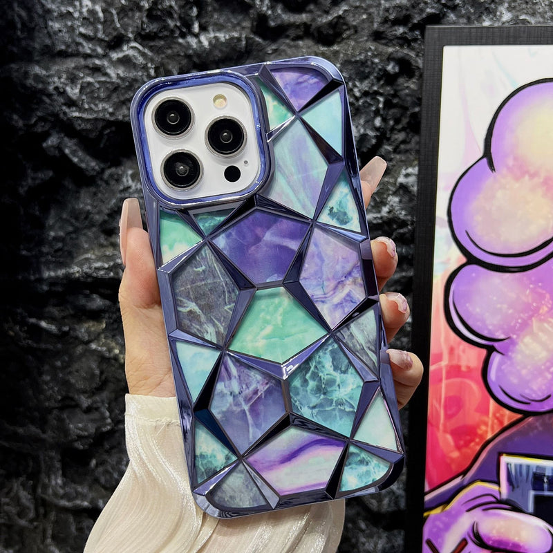 Electroplated Marble Diamond Case for iPhone 16 17 Pro Max