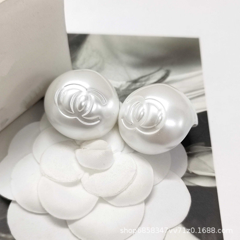 Elegant Enamel Pearl Stud Earrings for Women