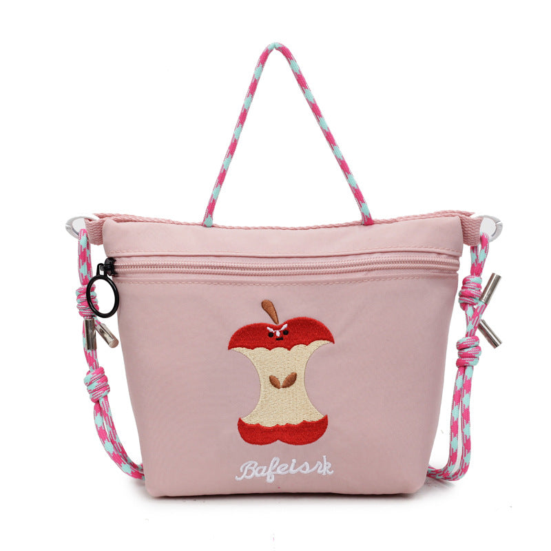 Apple Embroidered Nylon Messenger Bag for Women