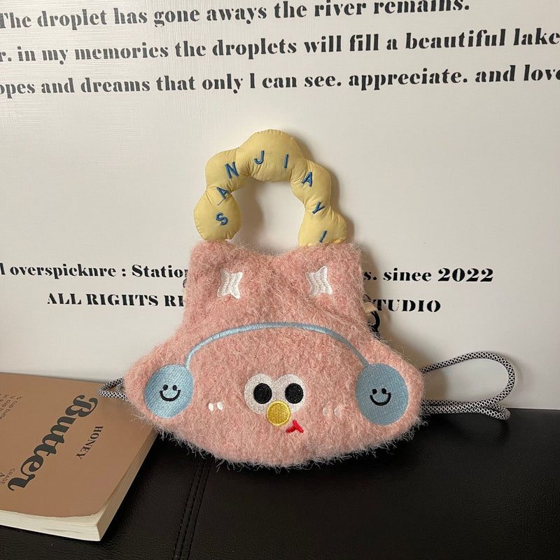 Cute Cartoon Woolen Phone Bag Doll Handbag Storage
