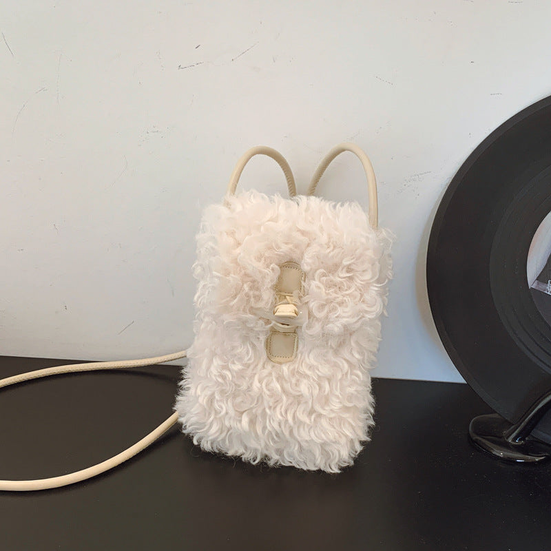 Retro Plush Small Square Bag Fashionable Female Messenger Bag