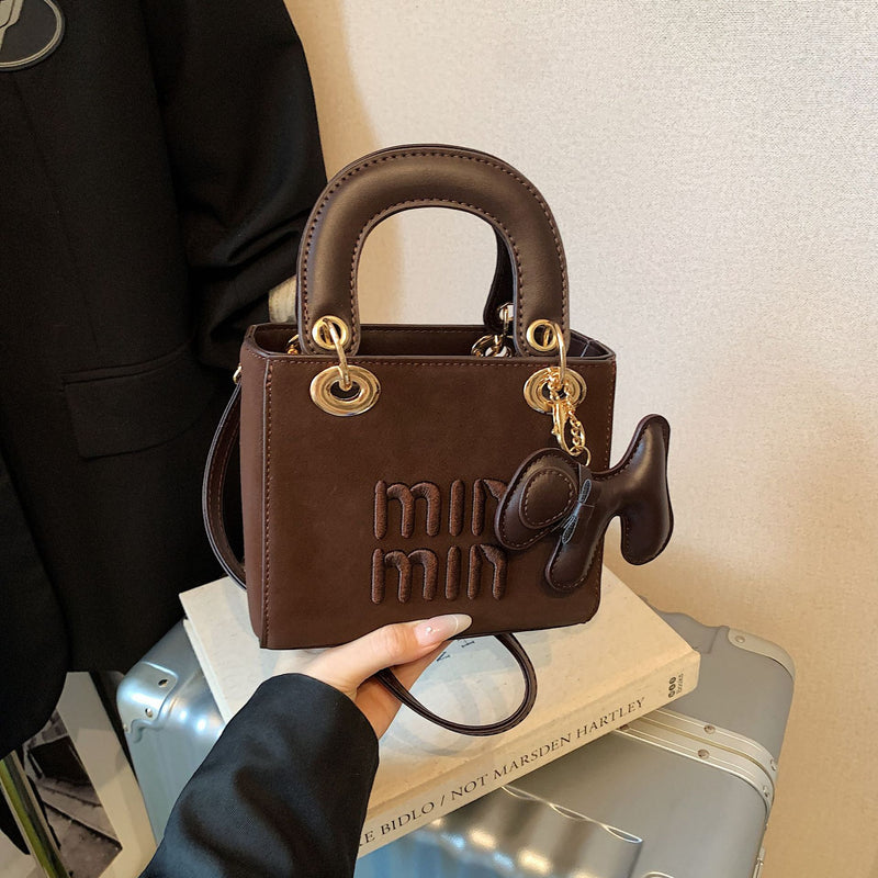 Fashion Miu Embroidered Square Messenger Shoulder Bag