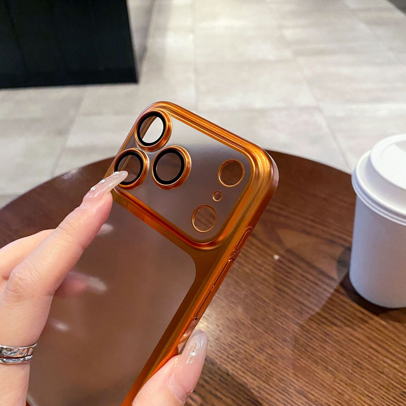 For iPhone 17 Pro Max Orange Matte Electroplated Protective Case