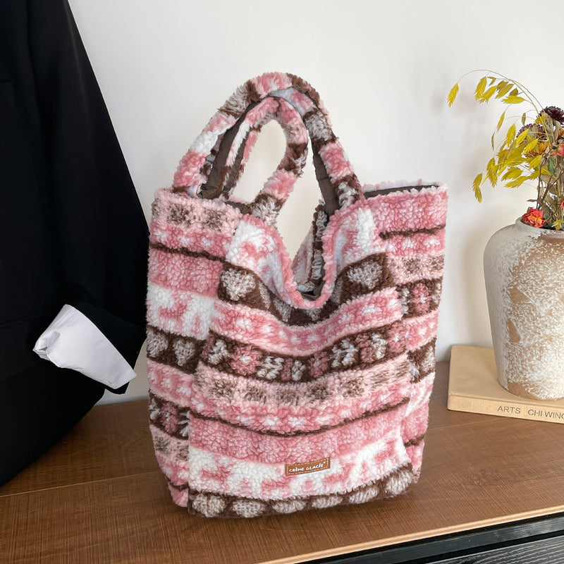 Chic Contrasting Color Shoulder Tote Bag
