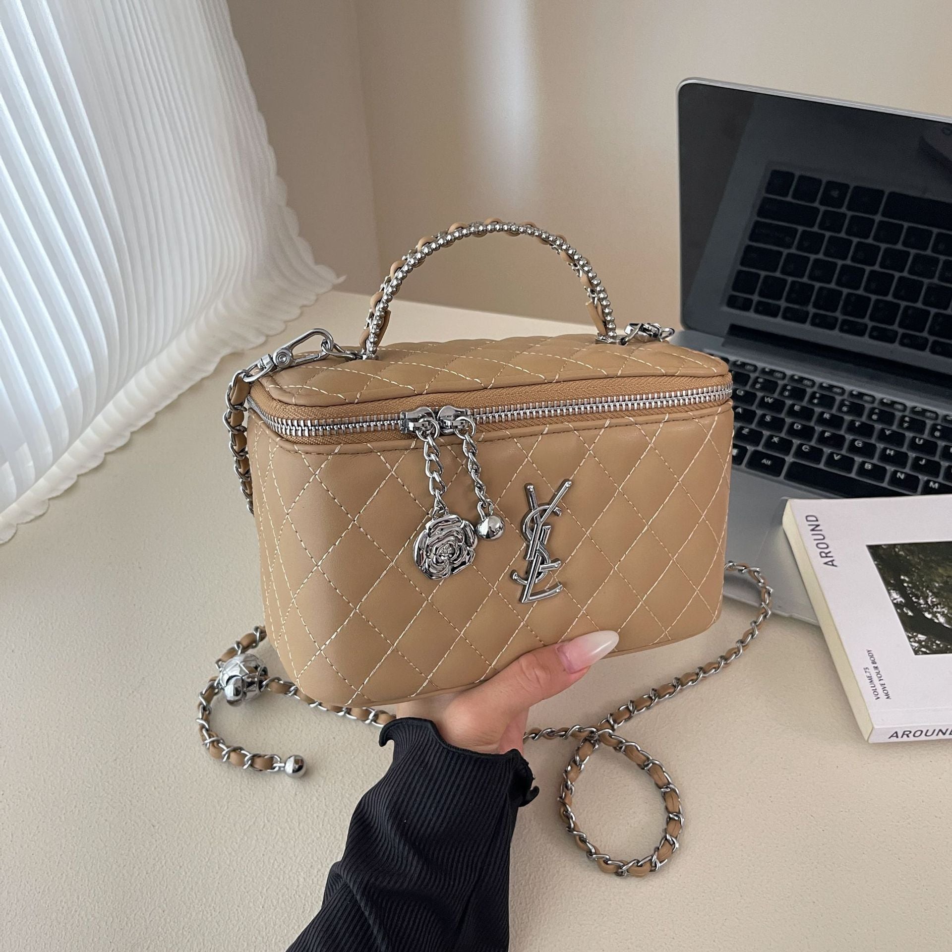 Luxury Poplar Wood Small Square Shoulder Messenger Bag