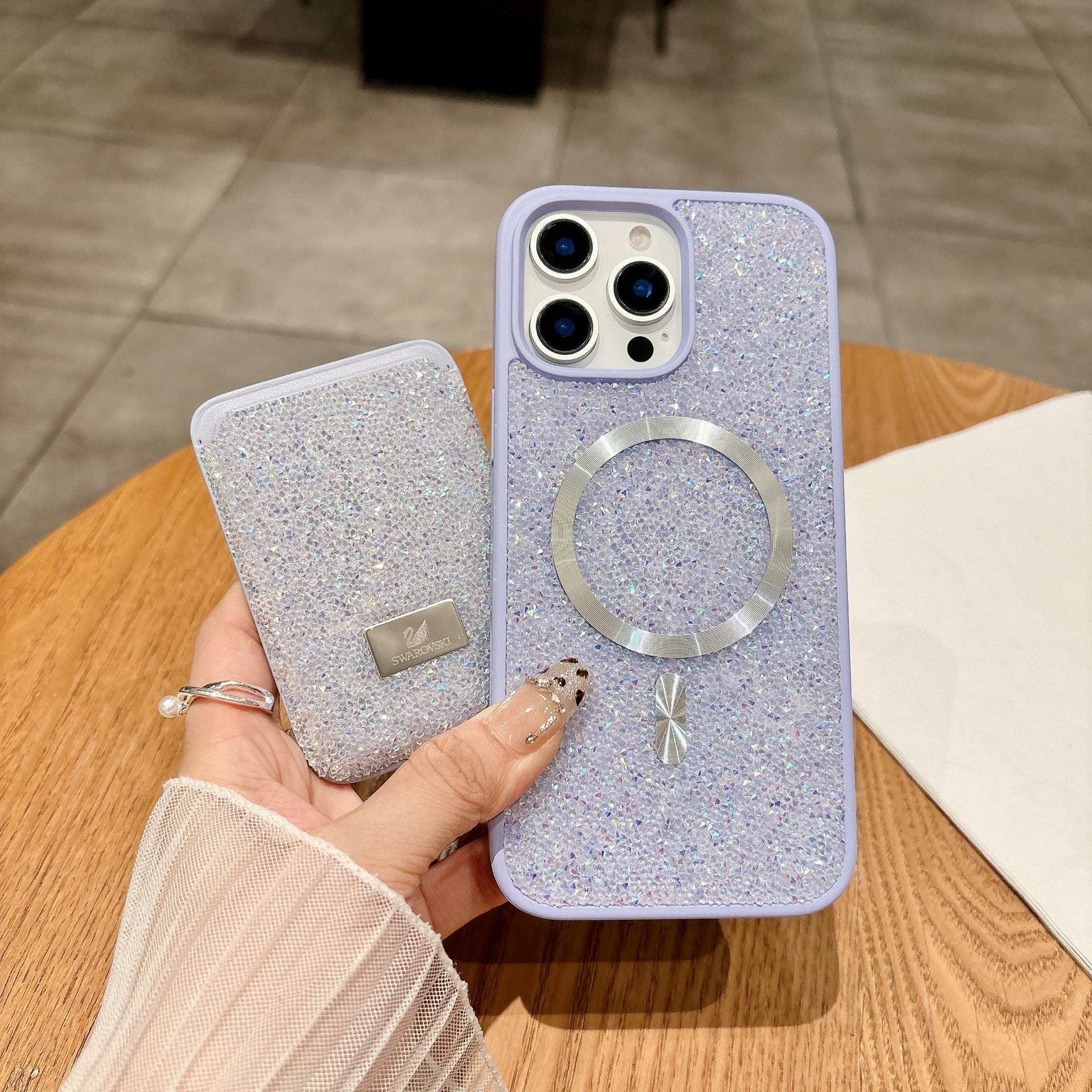 Rhinestone Magnetic Card Bag Case for iPhone 17 Pro Max