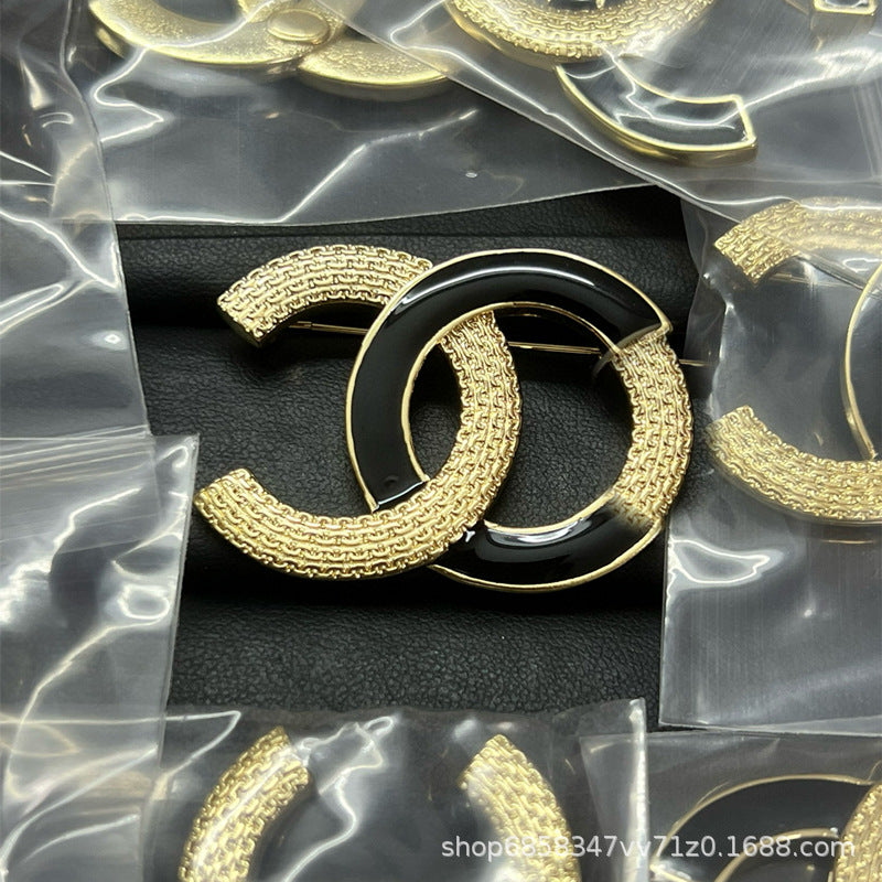 Double C Diamond Brooch Pearl Pin Luxury Women's Jewelry Gift
