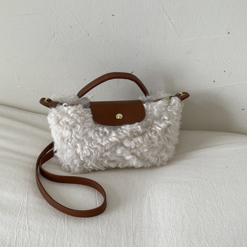 Retro Plush Fur Messenger Bag for Women Shoulder Bag