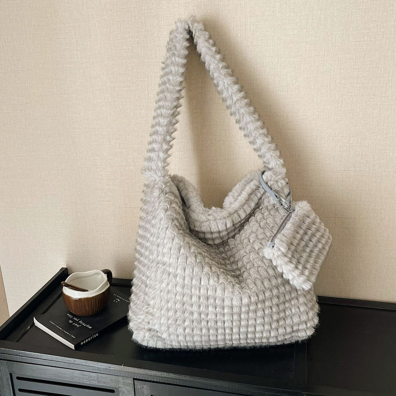 Cute Plush Puff Commuter Tote Bag