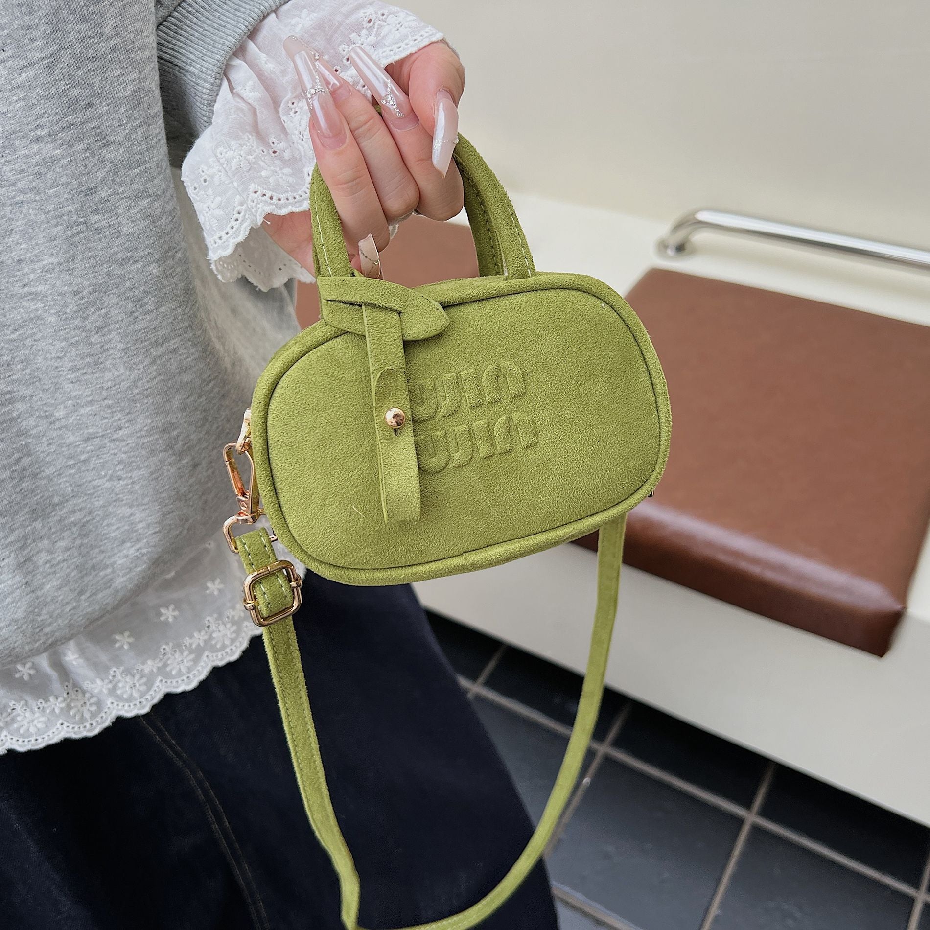 Vintage Miu Mini Bowling Bag Casual Shoulder Messenger Bag