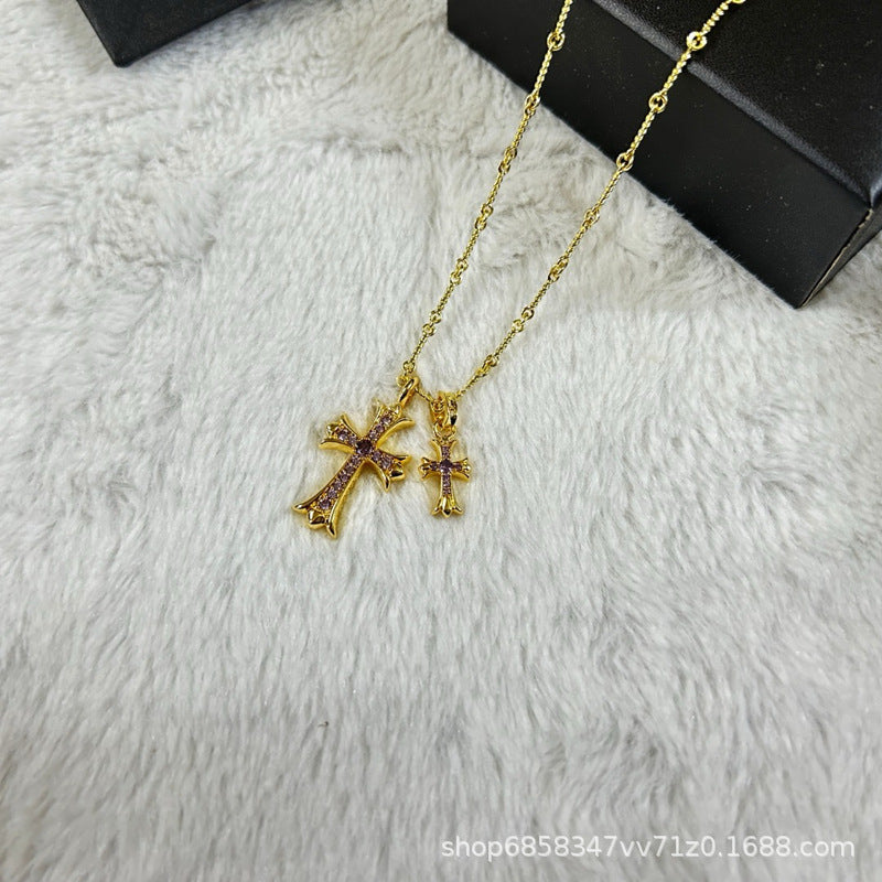 Men's 22K Gold Hip Hop Cross Necklace - Trendy Pendant
