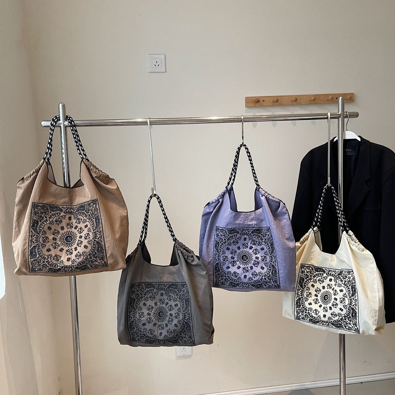 Nylon Embroidery Crossbody Bag for Women