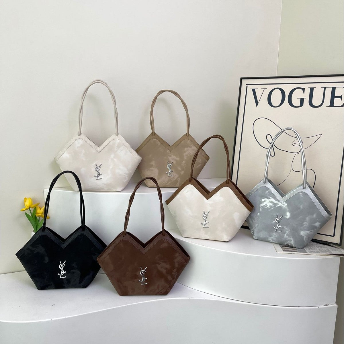 Light Luxury Poplar Forest Tote Bag Large Capacity V-Shaped Commuter Bags Fashion Tide Handbag Shoulder Bag