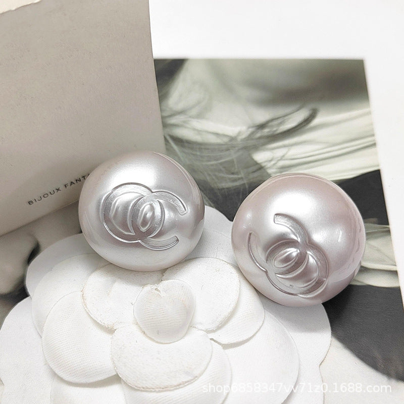 Elegant Enamel Pearl Stud Earrings for Women