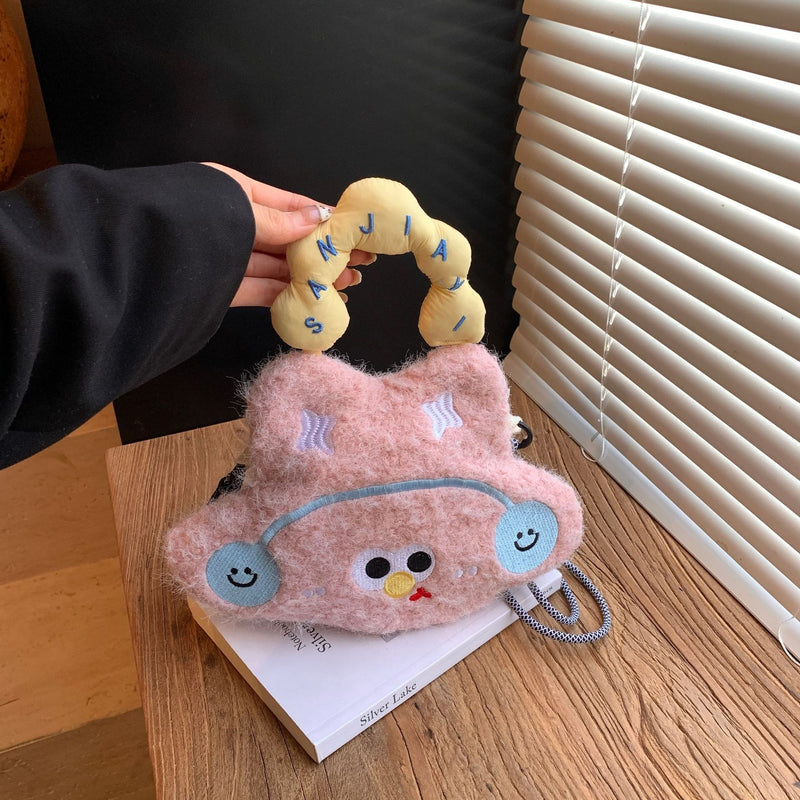 Cute Cartoon Mobile Phone Bag Plush Storage Shoulder Bag